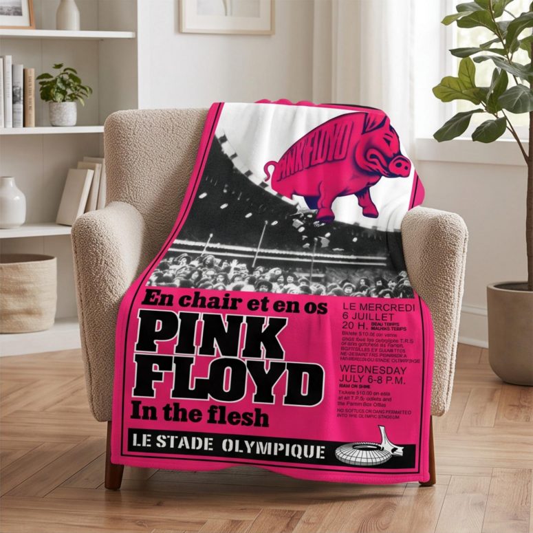 Pink Floyd Fleece Blanket - En Chair Et En Os Le Stade Olympique In The Flesh Concert