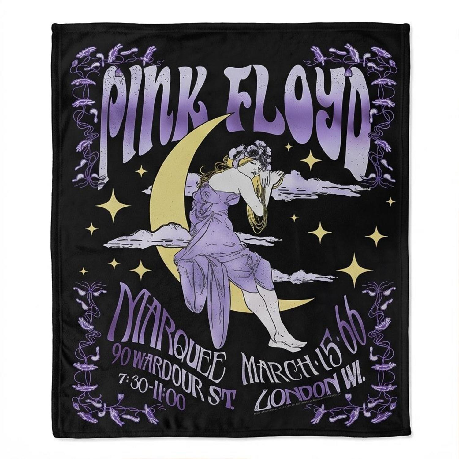 Pink Floyd Fleece Blanket - Moon Girl Marquee March 15 66 London Pink Floyd Fleece Blanket - Moon Girl Marquee March 15 66 London