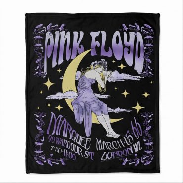 Pink Floyd Fleece Blanket - Moon Girl Marquee March 15 66 London Pink Floyd Fleece Blanket - Moon Girl Marquee March 15 66 London