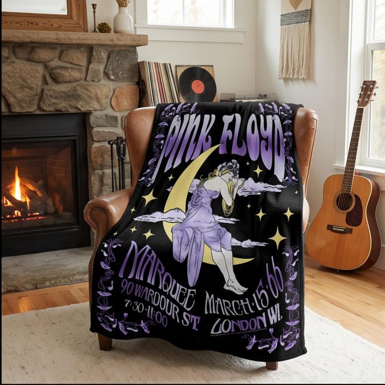 Pink Floyd Fleece Blanket - Moon Girl Marquee March 15 66 London