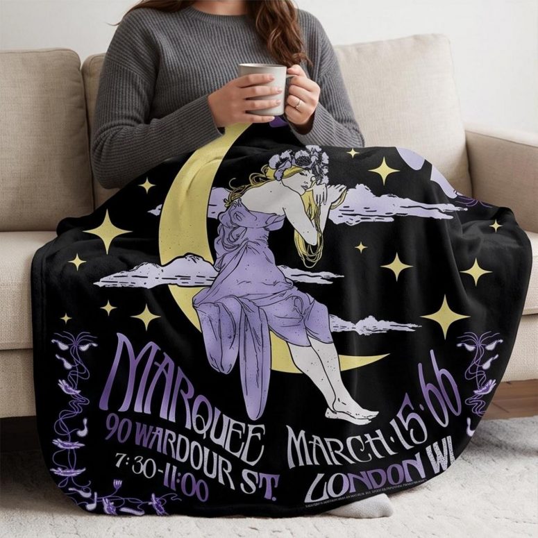 Pink Floyd Fleece Blanket - Moon Girl Marquee March 15 66 London Pink Floyd Fleece Blanket - Moon Girl Marquee March 15 66 London