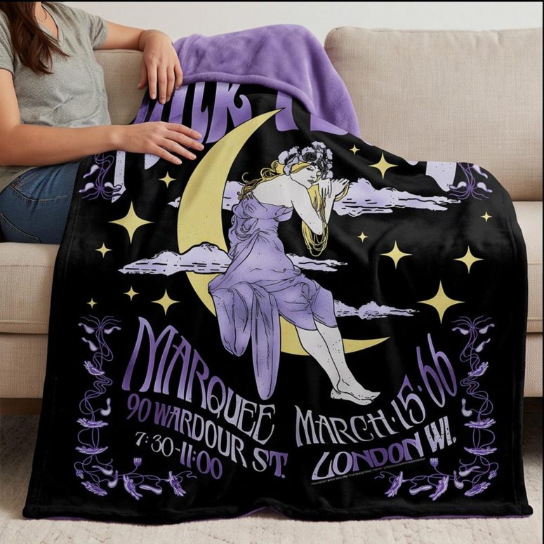 Pink Floyd Fleece Blanket - Moon Girl Marquee March 15 66 London