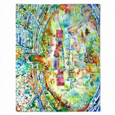 Pink Floyd Fleece Blanket - Pink Floyd in concert at Pompeii Watercolor