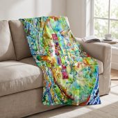 Pink Floyd Fleece Blanket - Pink Floyd in concert at Pompeii Watercolor