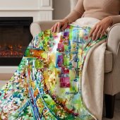 Pink Floyd Fleece Blanket - Pink Floyd in concert at Pompeii Watercolor