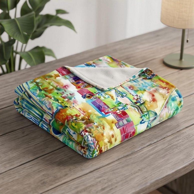 Pink Floyd Fleece Blanket - Pink Floyd in concert at Pompeii Watercolor