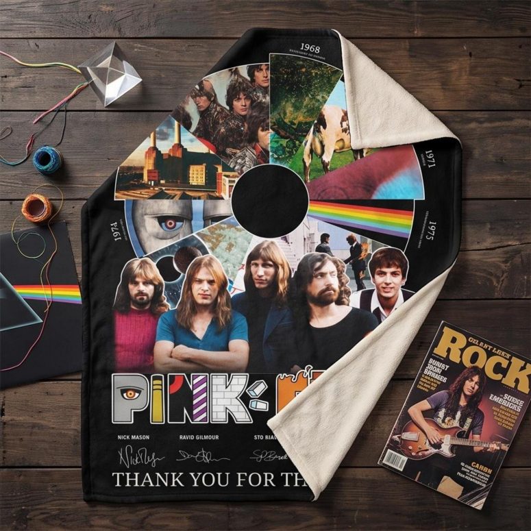 Pink Floyd Fleece Blanket - Pink Floyd Shirt Time Line Album Collage Signature Pink Floyd Fleece Blanket - Pink Floyd Shirt Time Line Album Collage Signature