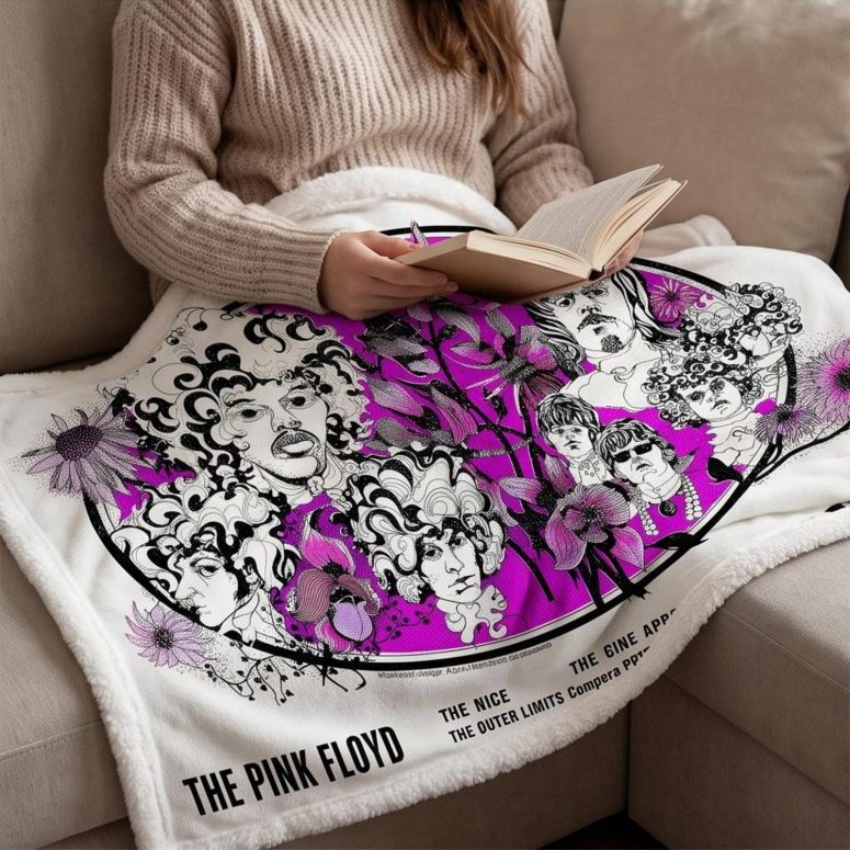 Pink Floyd Fleece Blanket - Tallenge Pink Floyd And Jimi Hendrix 1967 Vintage UK Concert