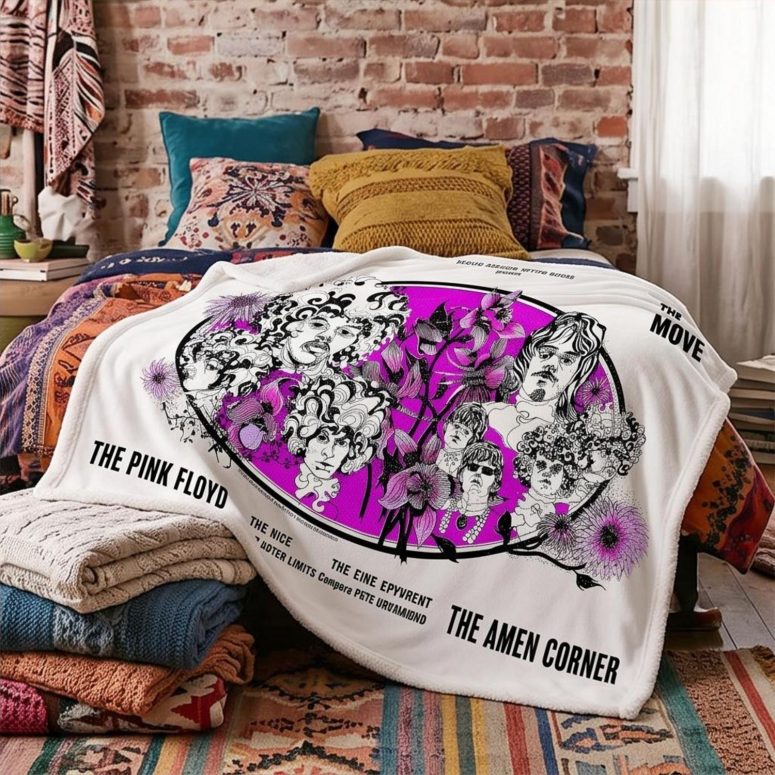 Pink Floyd Fleece Blanket - Tallenge Pink Floyd And Jimi Hendrix 1967 Vintage UK Concert