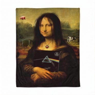 Pink Floyd Fleece Blanket - TDSOTM Vinyl Disk Animals Atom Heart Mother Monalisa Parody