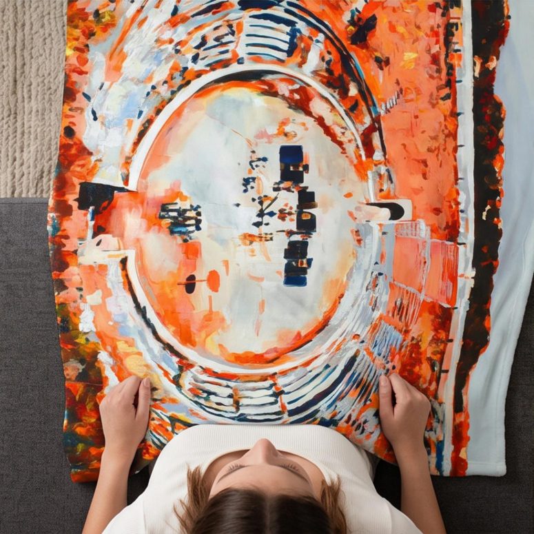 Pink Floyd Fleece Blanket - This is where the magic happens Pink Floyd in Pompeii Painting
