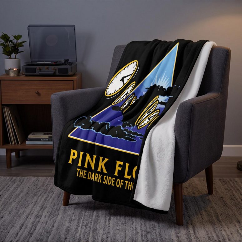 Pink Floyd Fleece Blanket - Time Dark Side Of The Moon Pink Floyd Fleece Blanket - Time Dark Side Of The Moon