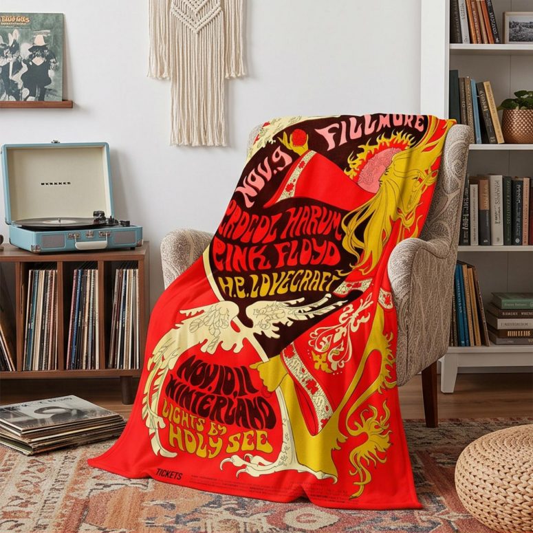 Pink Floyd Fleece Blanket - Vintage Concert Poster from Fillmore Auditorium Pink Floyd Fleece Blanket - Vintage Concert Poster from Fillmore Auditorium