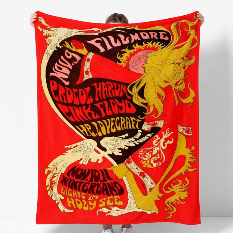 Pink Floyd Fleece Blanket - Vintage Concert Poster from Fillmore Auditorium Pink Floyd Fleece Blanket - Vintage Concert Poster from Fillmore Auditorium