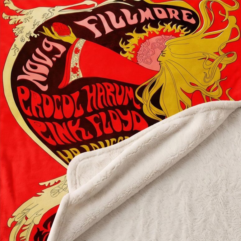 Pink Floyd Fleece Blanket - Vintage Concert Poster from Fillmore Auditorium Pink Floyd Fleece Blanket - Vintage Concert Poster from Fillmore Auditorium