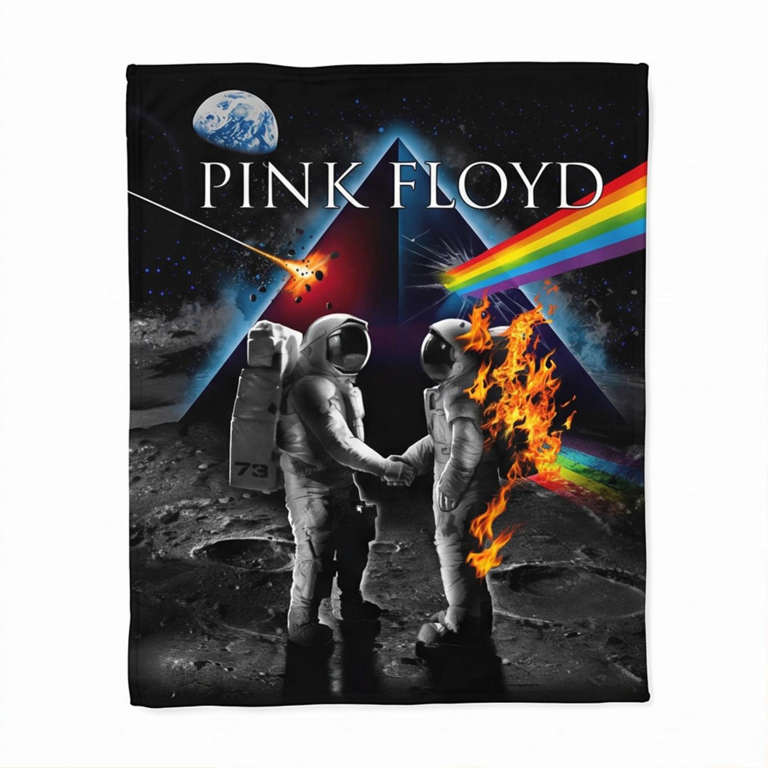 Pink Floyd Fleece Blanket - Wish You Were Here DSOTM Astronaut Handshake Pink Floyd Fleece Blanket - Wish You Were Here DSOTM Astronaut Handshake