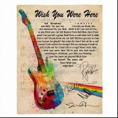 Pink Floyd Fleece Blanket - Wish You Were Here Pink Floyd Sign Guitar