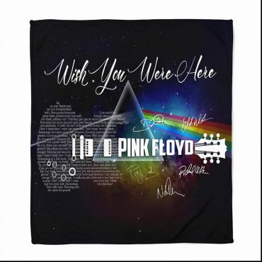 Pink Floyd Fleece Blanket - Wish You Were Here With Guitar Typography And Signatures Pink Floyd Fleece Blanket - Wish You Were Here With Guitar Typography And Signatures