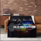 Pink Floyd Fleece Blanket - Wish You Were Here With Guitar Typography And Signatures