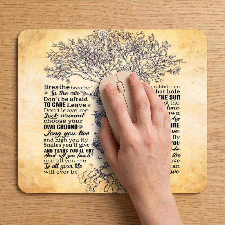 Pink Floyd Mousepad - Breathe Lyrics