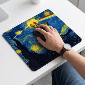 Pink Floyd Mousepad - Cat Starry Night Touching Moon Van Gogh DSOTM Pink Floyd Mousepad - Cat Starry Night Touching Moon Van Gogh DSOTM