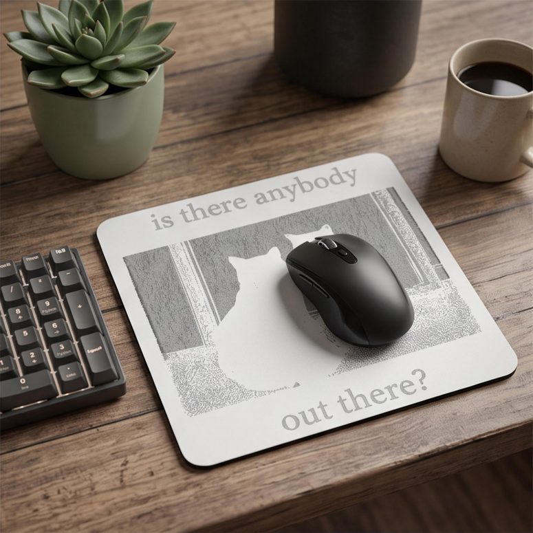 Pink Floyd Mousepad - Is There Any Body Out There Funny Witchy Cat Pink Floyd Mousepad - Is There Any Body Out There Funny Witchy Cat