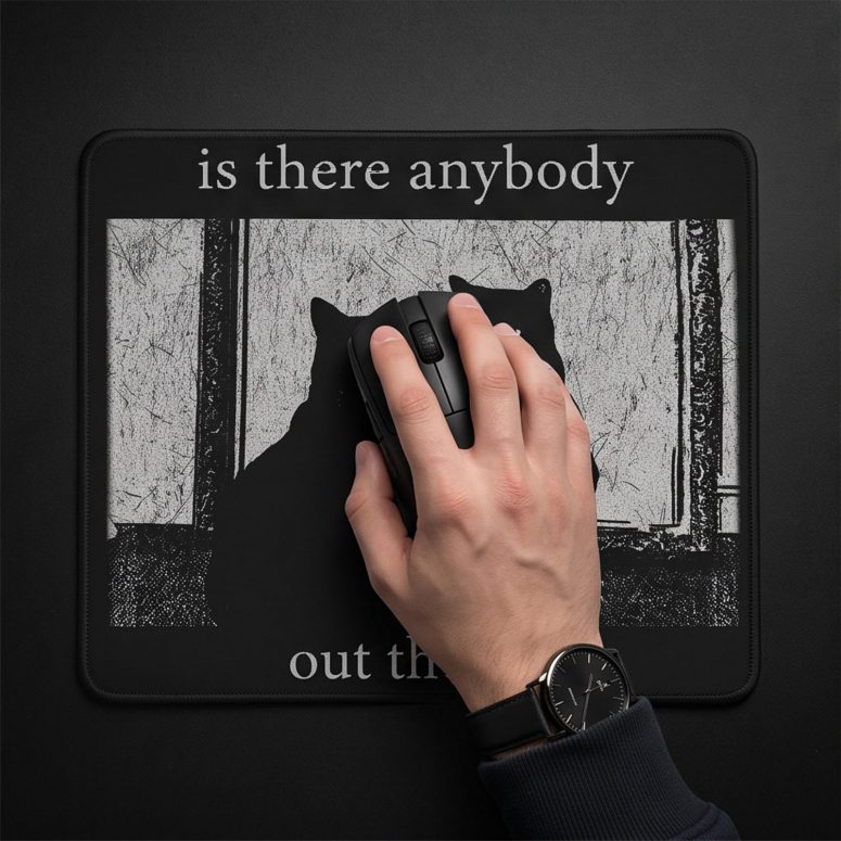 Pink Floyd Mousepad - Is There Any Body Out There Funny Witchy Cat