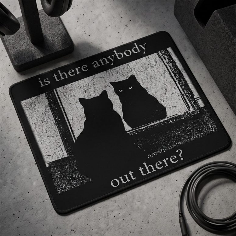 Pink Floyd Mousepad - Is There Any Body Out There Funny Witchy Cat
