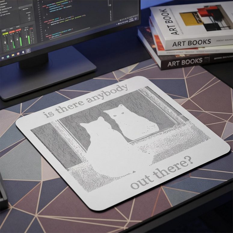 Pink Floyd Mousepad - Is There Any Body Out There Funny Witchy Cat Pink Floyd Mousepad - Is There Any Body Out There Funny Witchy Cat