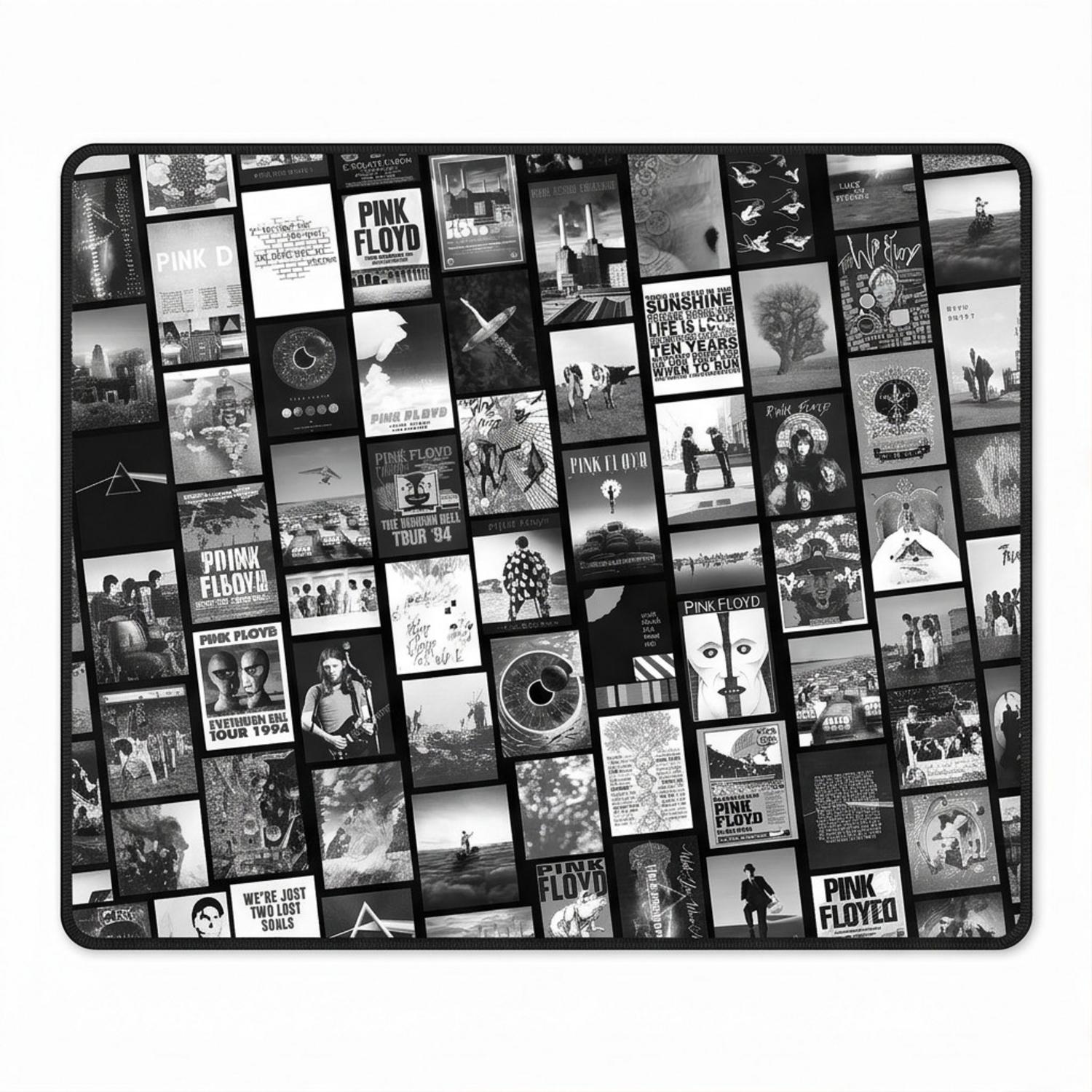 Pink Floyd Mousepad - Pink Floyd Artwork Poster Collage Black White Pink Floyd Mousepad - Pink Floyd Artwork Poster Collage Black White