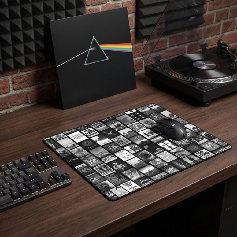 Pink Floyd Mousepad - Pink Floyd Artwork Poster Collage Black White Pink Floyd Mousepad - Pink Floyd Artwork Poster Collage Black White
