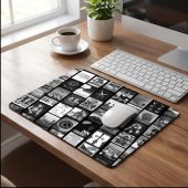 Pink Floyd Mousepad - Pink Floyd Artwork Poster Collage Black White