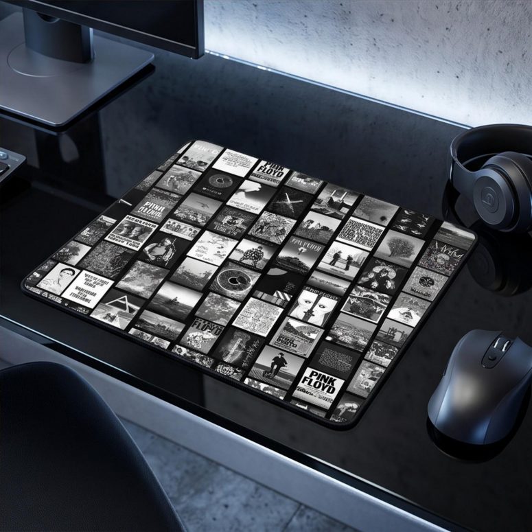 Pink Floyd Mousepad - Pink Floyd Artwork Poster Collage Black White Pink Floyd Mousepad - Pink Floyd Artwork Poster Collage Black White