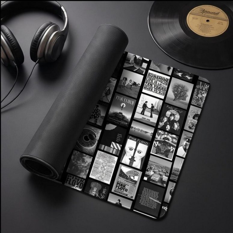 Pink Floyd Mousepad - Pink Floyd Artwork Poster Collage Black White
