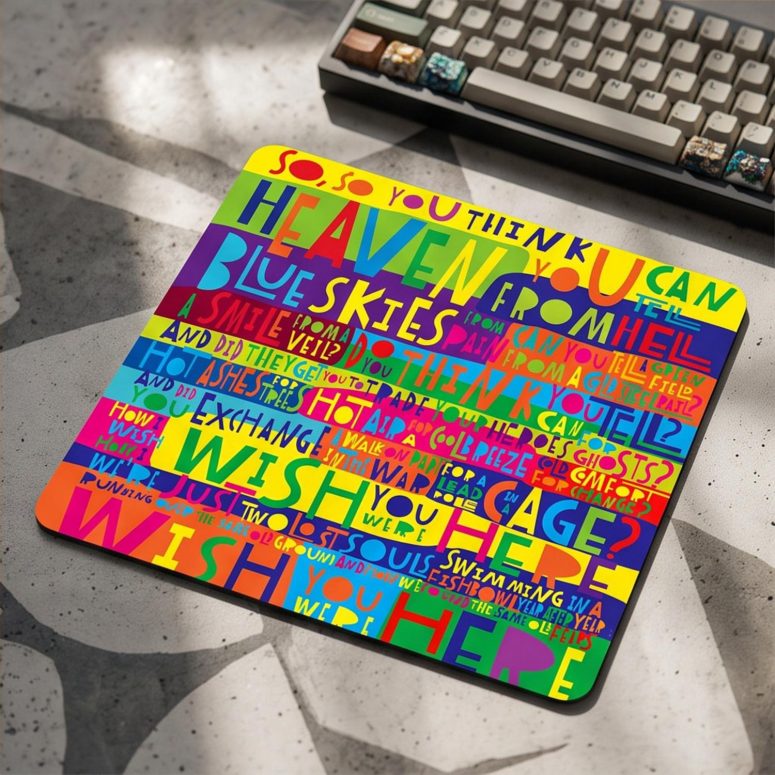 Pink Floyd Mousepad - Pink Floyd Wish You Were Here Limited Edition Art Print Signed LyricArt