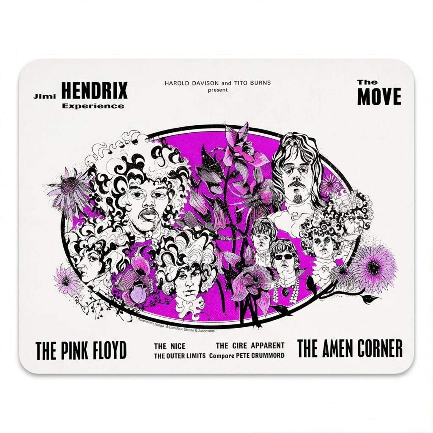 Pink Floyd Mousepad - Tallenge Pink Floyd And Jimi Hendrix 1967 Vintage UK Concert Pink Floyd Mousepad - Tallenge Pink Floyd And Jimi Hendrix 1967 Vintage UK Concert