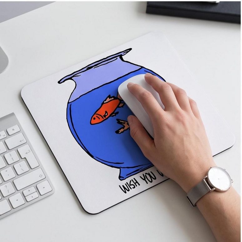 Pink Floyd Mousepad - Wish You Were Here lost souls in Fish Bowl Doodle Art