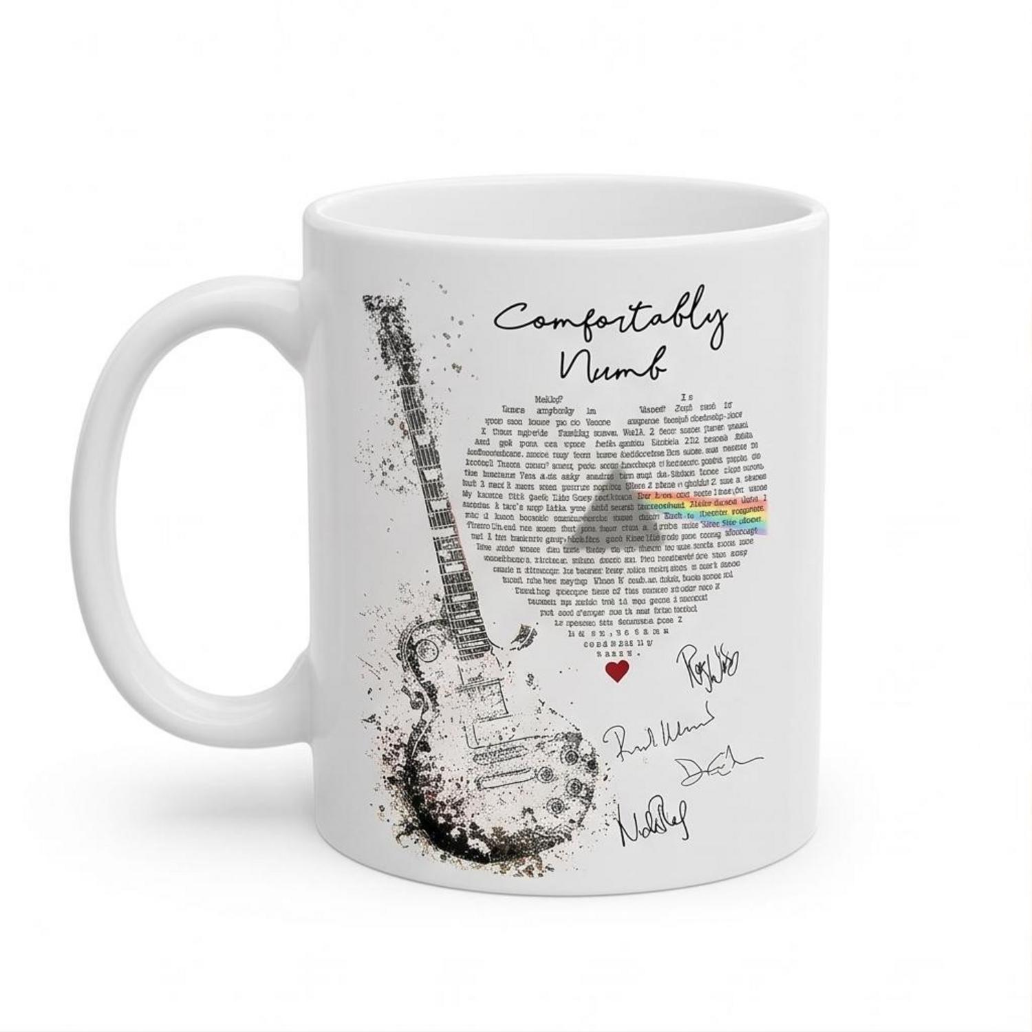 Pink Floyd Mug - Comfortably Numb Lyrics Band Signatures Pink Floyd Mug - Comfortably Numb Lyrics Band Signatures