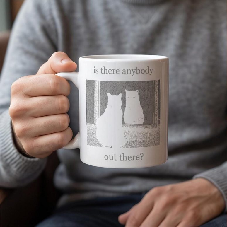 Pink Floyd Mug - Is There Any Body Out There Funny Witchy Cat Pink Floyd Mug - Is There Any Body Out There Funny Witchy Cat