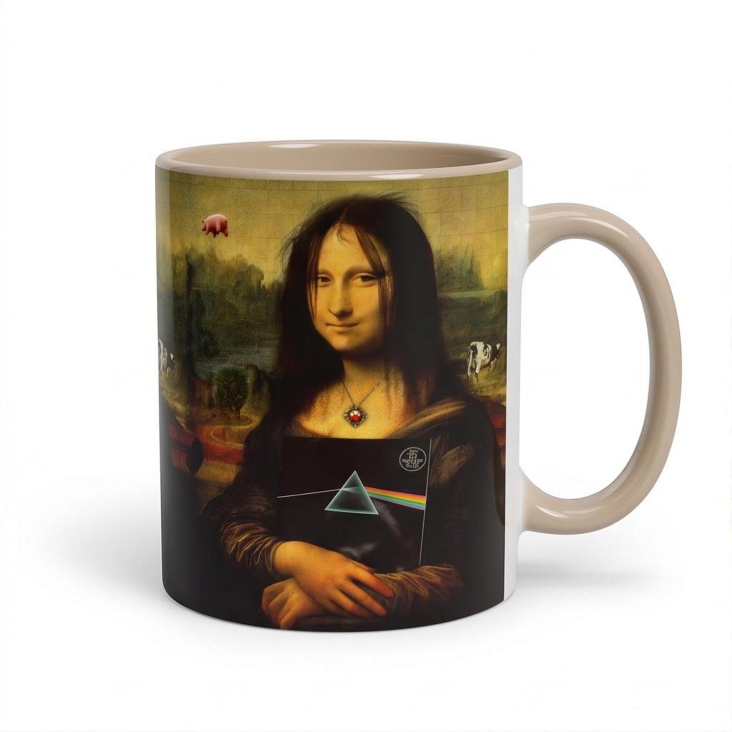 Pink Floyd Mug - TDSOTM Vinyl Disk Animals Atom Heart Mother Monalisa Parody Pink Floyd Mug - TDSOTM Vinyl Disk Animals Atom Heart Mother Monalisa Parody