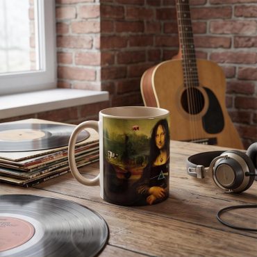 Pink Floyd Mug - TDSOTM Vinyl Disk Animals Atom Heart Mother Monalisa Parody