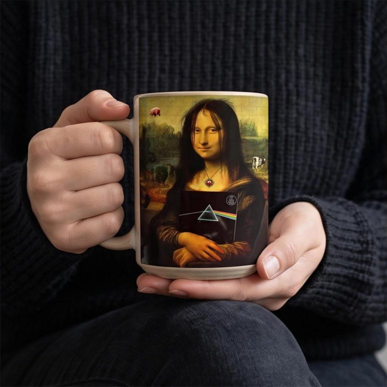 Pink Floyd Mug - TDSOTM Vinyl Disk Animals Atom Heart Mother Monalisa Parody Pink Floyd Mug - TDSOTM Vinyl Disk Animals Atom Heart Mother Monalisa Parody
