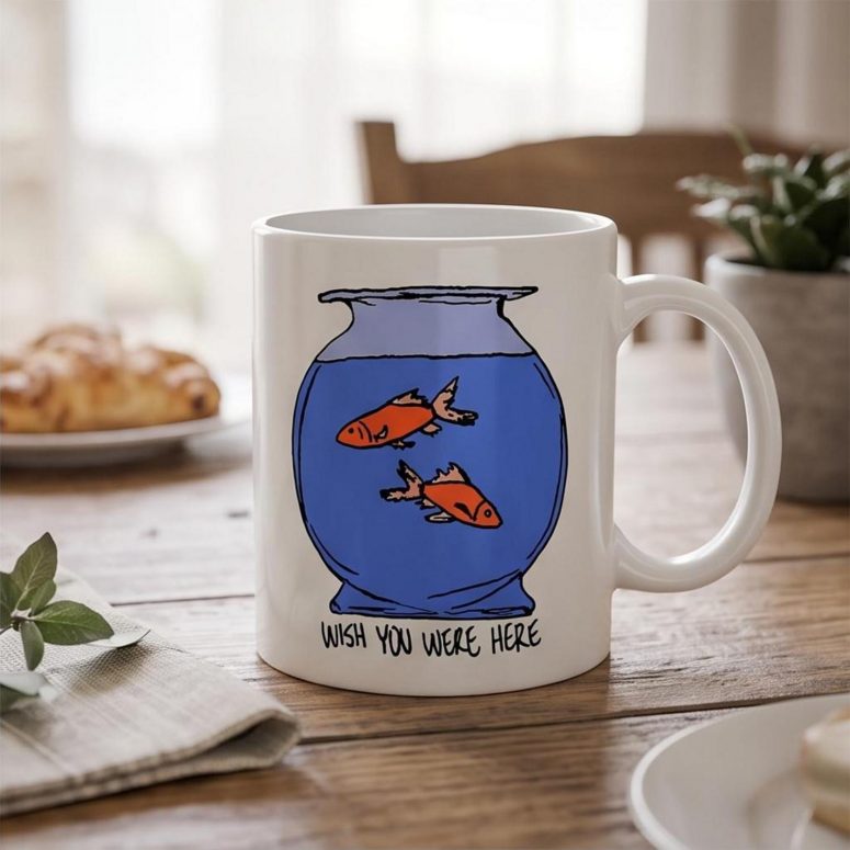 Pink Floyd Mug - Wish You Were Here lost souls in Fish Bowl Doodle Art