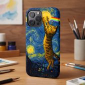 Pink Floyd Phone Case - Cat Starry Night Touching Moon Van Gogh DSOTM
