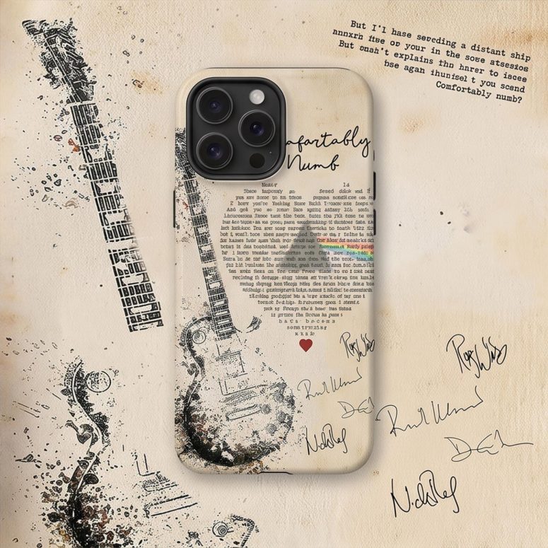 Pink Floyd Phone Case - Comfortably Numb Lyrics Band Signatures