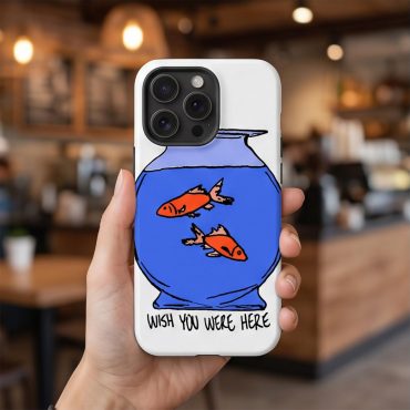 Pink Floyd Phone Case - Wish You Were Here lost souls in Fish Bowl Doodle Art