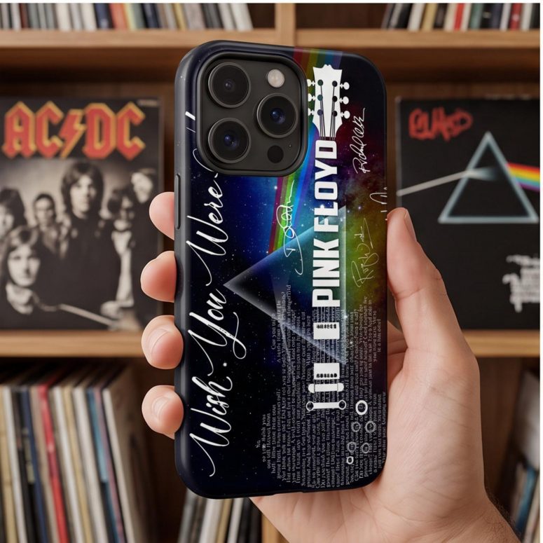 Pink Floyd Phone Case - Wish You Were Here With Guitar Typography And Signatures Pink Floyd Phone Case - Wish You Were Here With Guitar Typography And Signatures