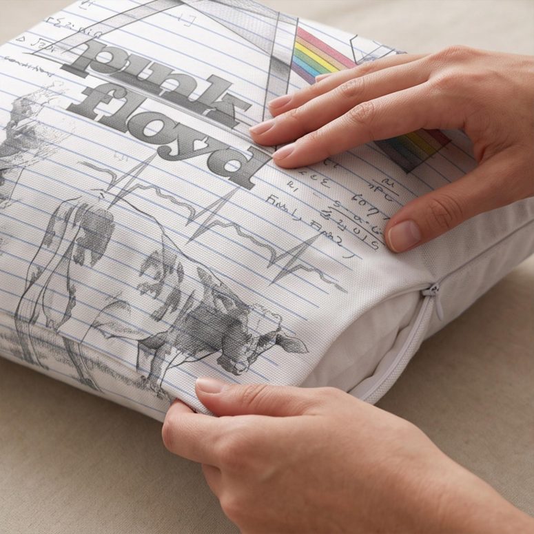 Pink Floyd Pillow Cover - Album Collage Sketch