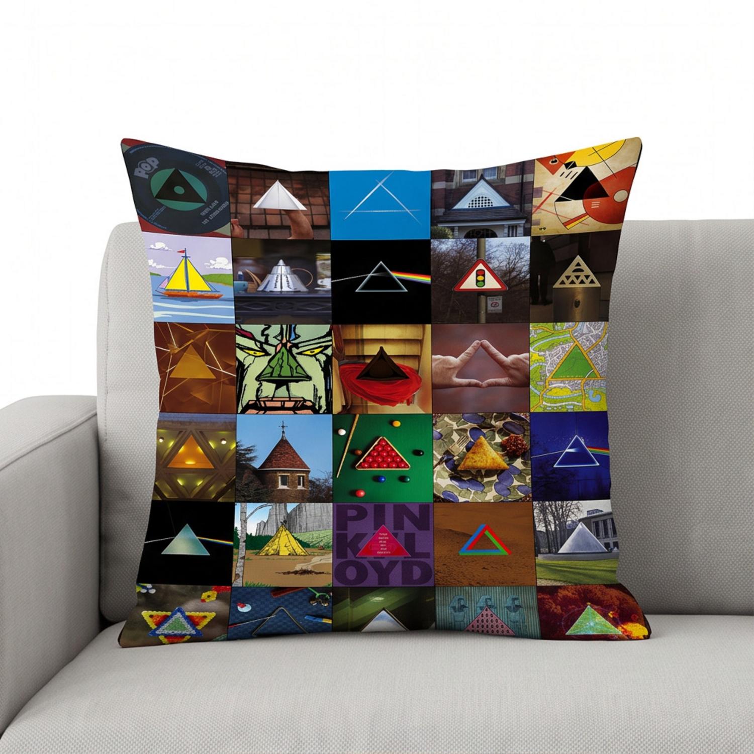 Pink Floyd Pillow Cover - Album Dark Side Of The Moon Collage Pink Floyd Pillow Cover - Album Dark Side Of The Moon Collage