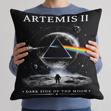 Pink Floyd Pillow Cover - Artemis II Dark Side of the Moon Space Mission